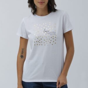 Remera con estampa Love puntitos