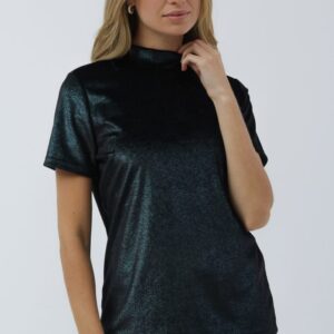 Remera Velvet con Cuello Alto para Mujer