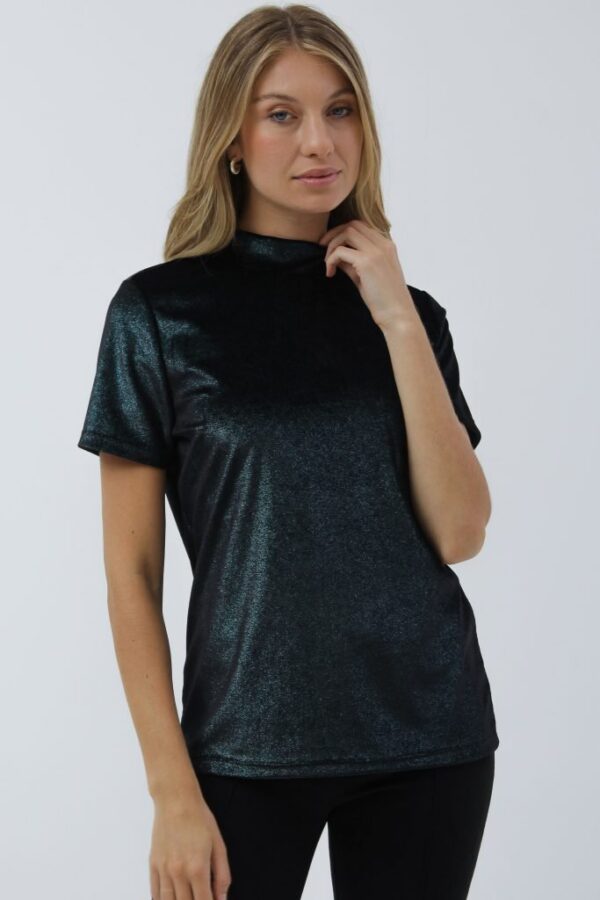 Remera Velvet con Cuello Alto para Mujer